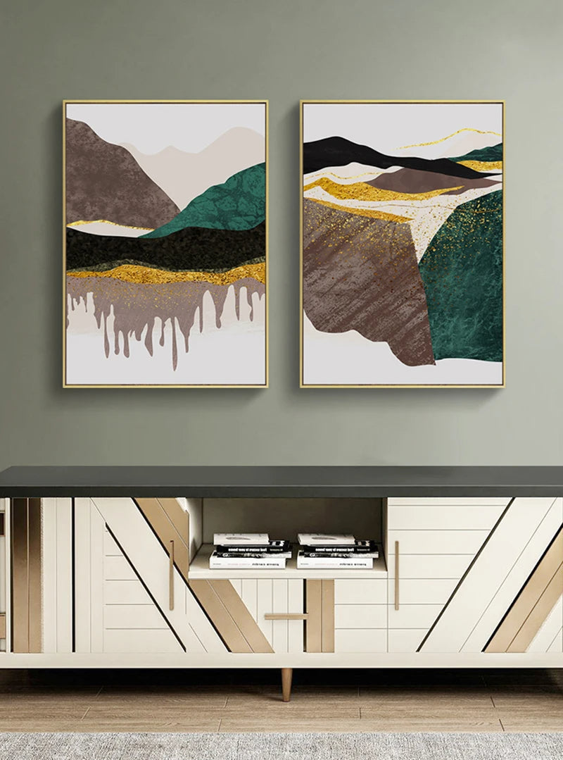 Modern Mountain Landscape Wall Art Canvas Prints