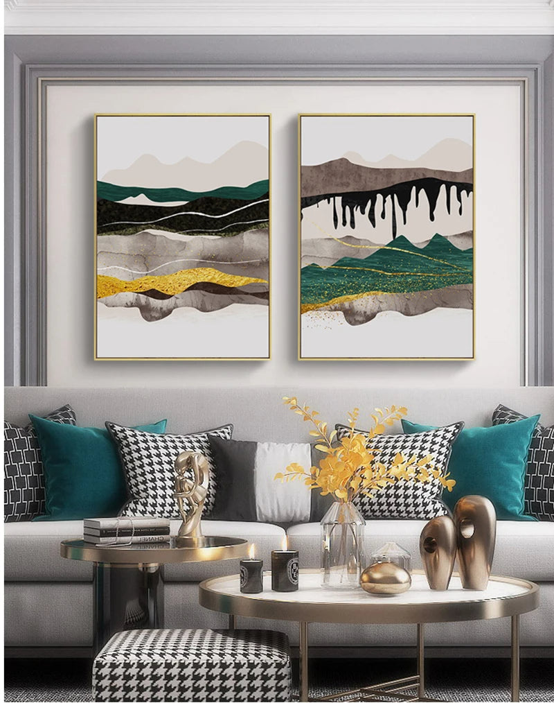 Modern Mountain Landscape Wall Art Canvas Prints