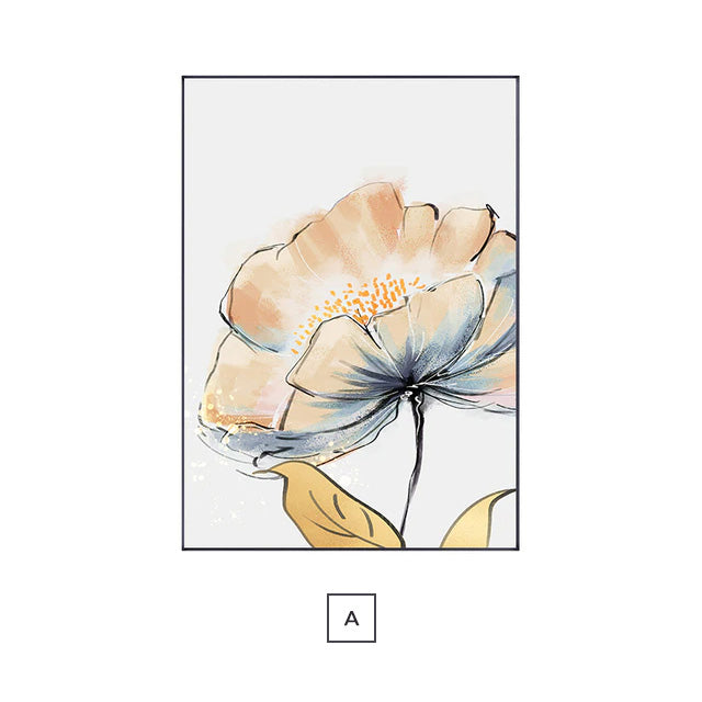 Golden Yellow Scandinavian Flower Wall Art