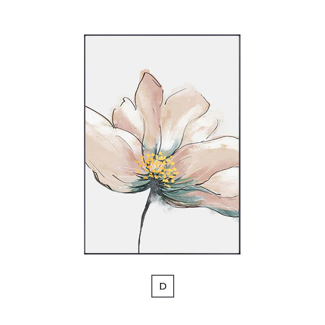 Golden Yellow Scandinavian Flower Wall Art
