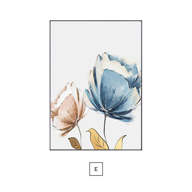 Golden Yellow Scandinavian Flower Wall Art
