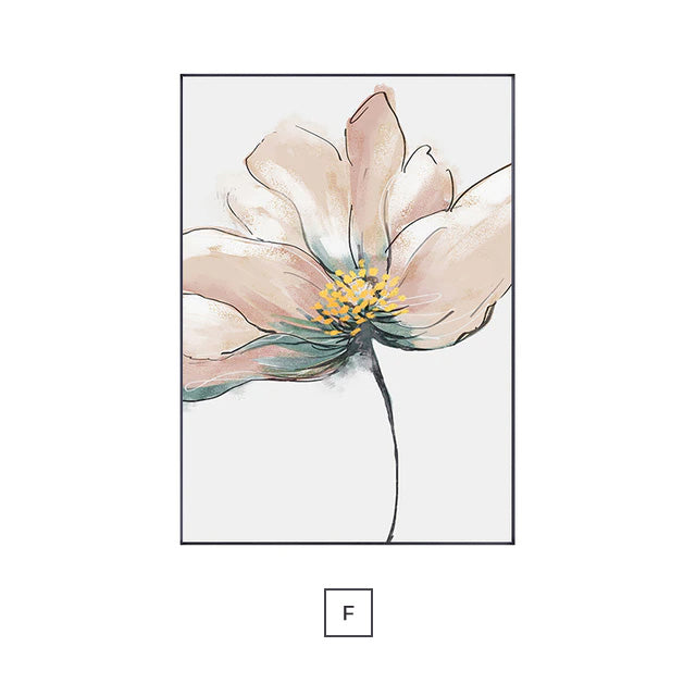 Golden Yellow Scandinavian Flower Wall Art