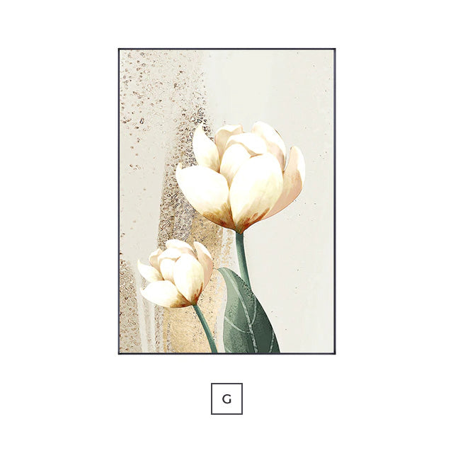 Golden Yellow Scandinavian Flower Wall Art