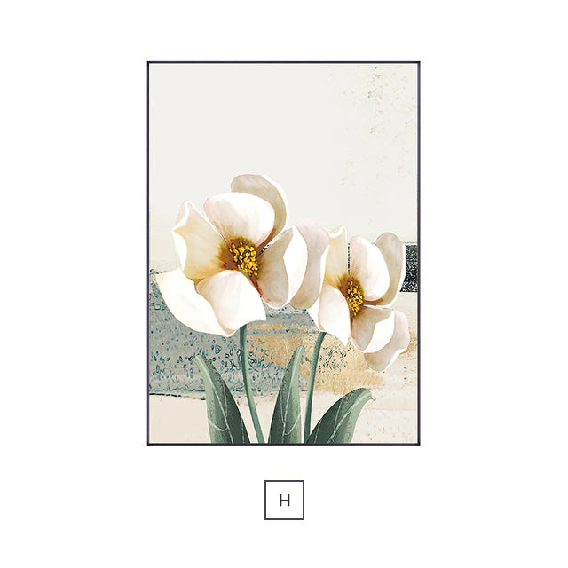 Golden Yellow Scandinavian Flower Wall Art