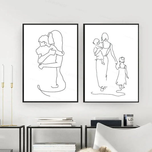 Mother And Daughter Son Wall Art Canvas Print