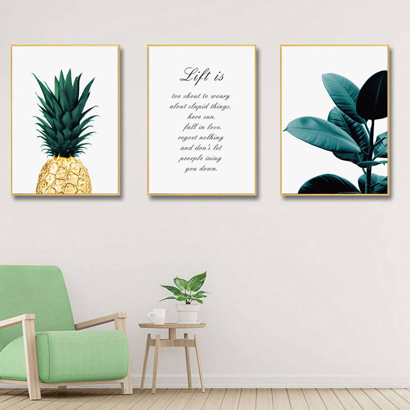 Minimalist Pineapple Fichus Life Quote Canvas Prints