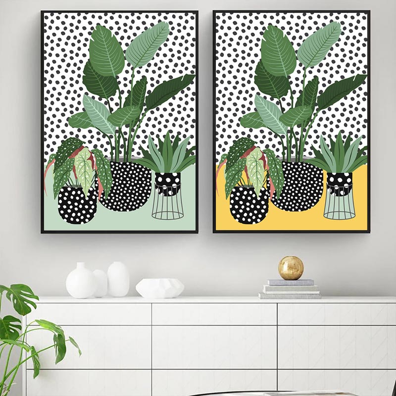 Minimalist Garden Plants in the Pot Canvas Prints