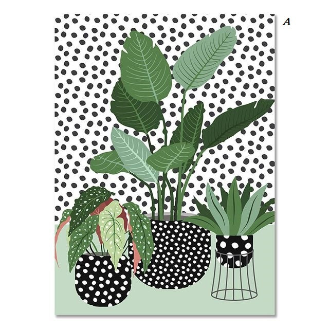 Minimalist Garden Plants in the Pot Canvas Prints
