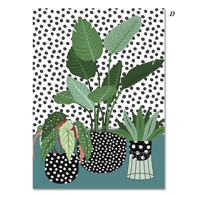 Minimalist Garden Plants in the Pot Canvas Prints