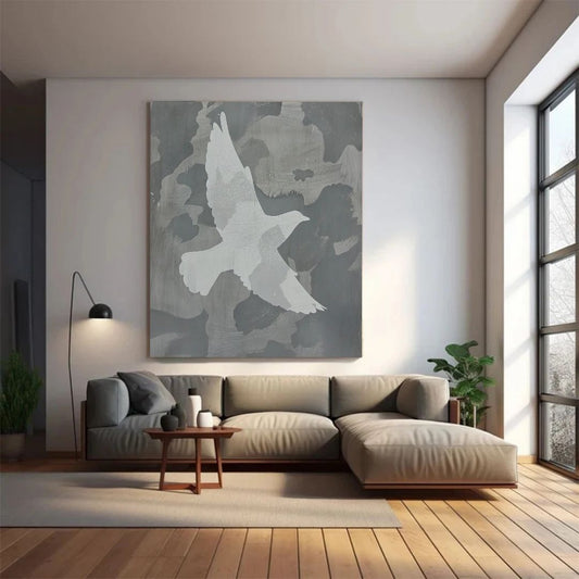 Japandi Neutral Tones Dove Grey Canvas Print Wall Art