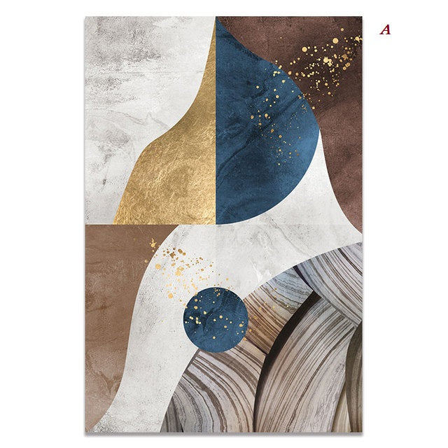 Nordic Modern Geometric Gold Canvas Prints