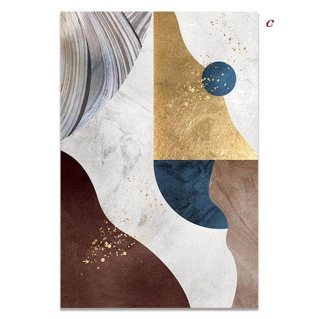 Nordic Modern Geometric Gold Canvas Prints