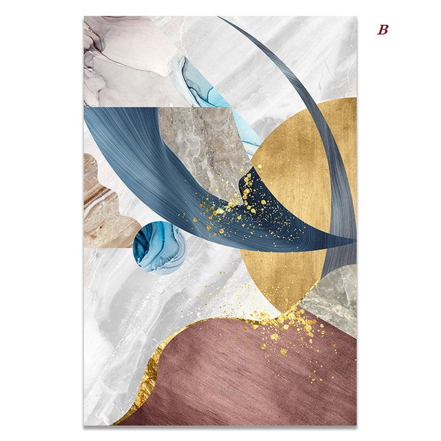 Nordic Modern Geometric Gold Canvas Prints