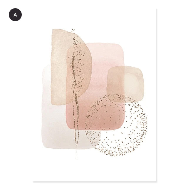 Scandinavian Abstract Pink Beige Elements Canvas Prints