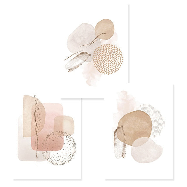 Scandinavian Abstract Pink Beige Elements Canvas Prints