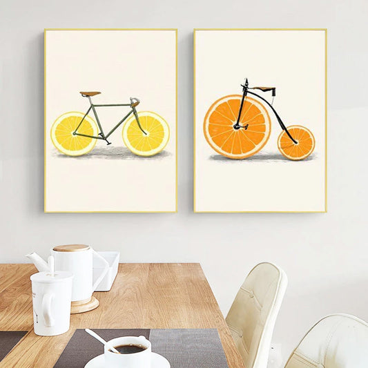Oranges and Lemons Vintage Colorful Bicycle Canvas Print