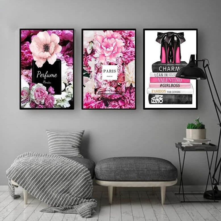 Pink Flowers Paris Fashion Canvas Prints