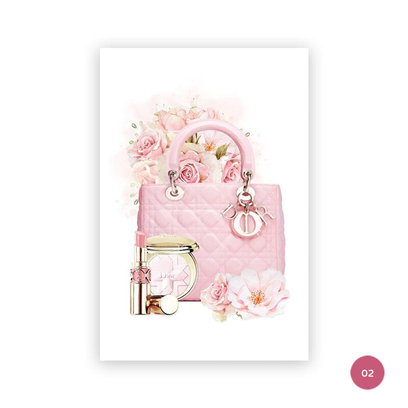 Pink Lipstick Handbag Fashion Canvas Prints