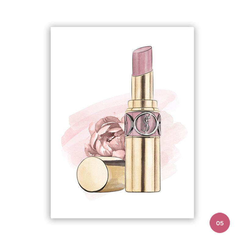 Pink Lipstick Handbag Fashion Canvas Prints