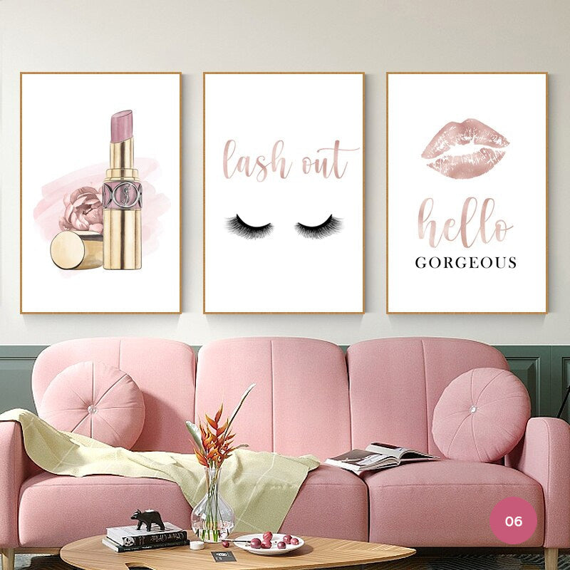 Pink Lipstick Handbag Fashion Canvas Prints