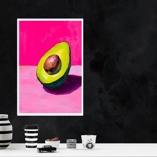 Pop Art Avocado Bold Pink Kitchen Wall Art Canvas Print Decor