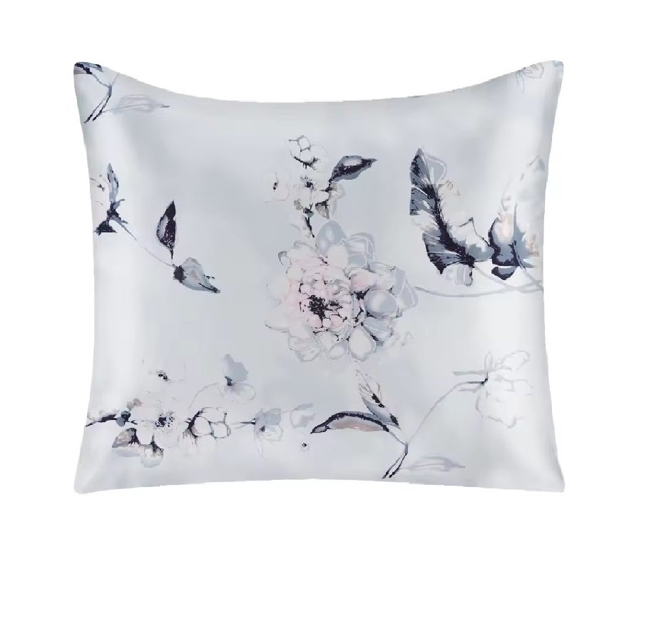Cherry Flowers Natural Silk Cushion Cover