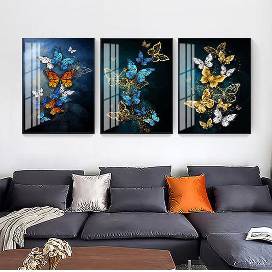 Golden and Blue Butterflies Canvas Prints