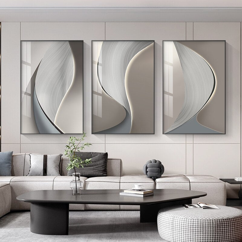 Modern Abstract Gray Beige Wall Art Canvas Prints
