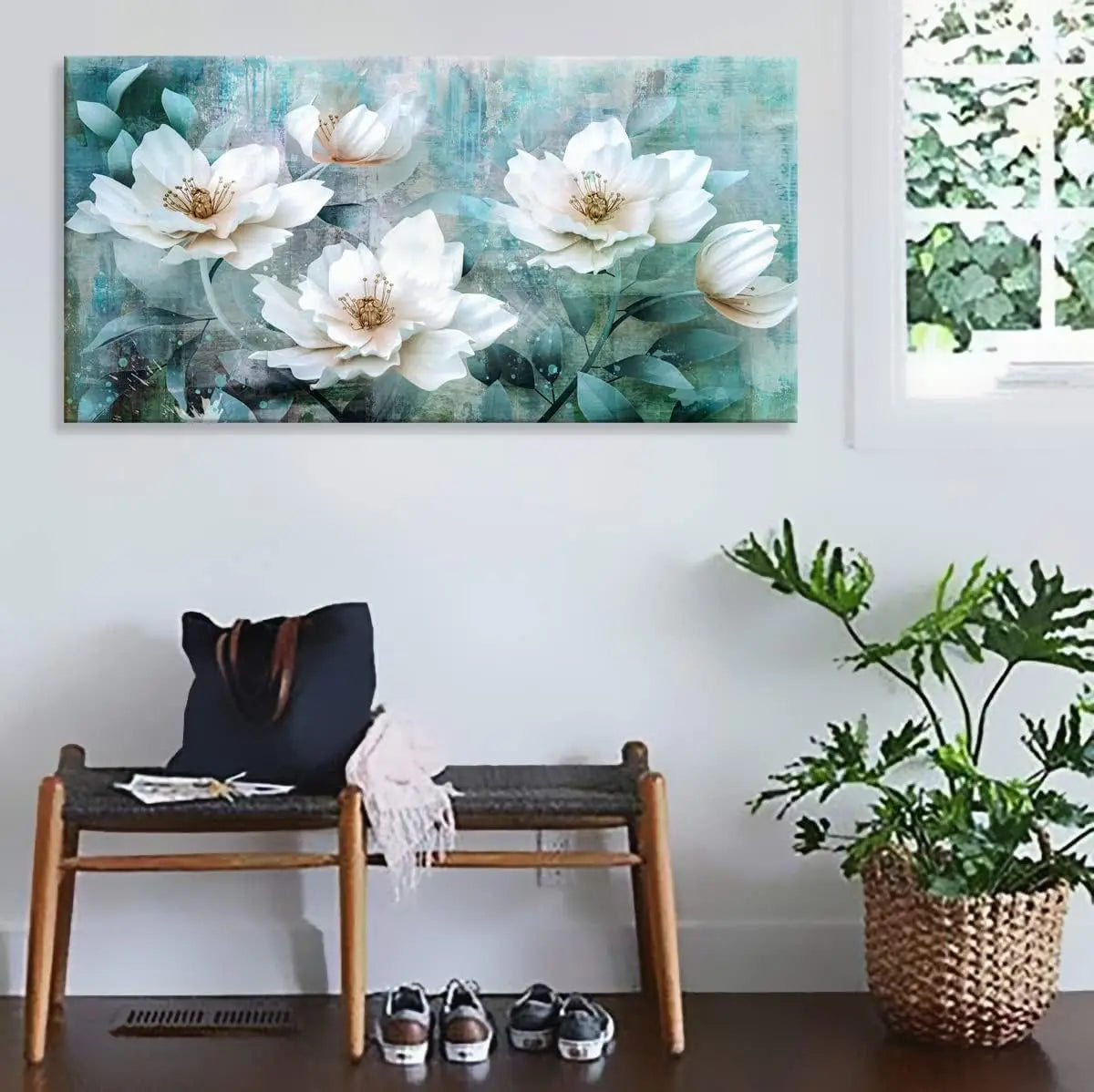 Abstract Golden Green Flowing Wall Art Canvas Prints