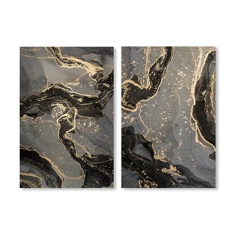 Abstract Black Gray Liquid Marble Print Wall Art