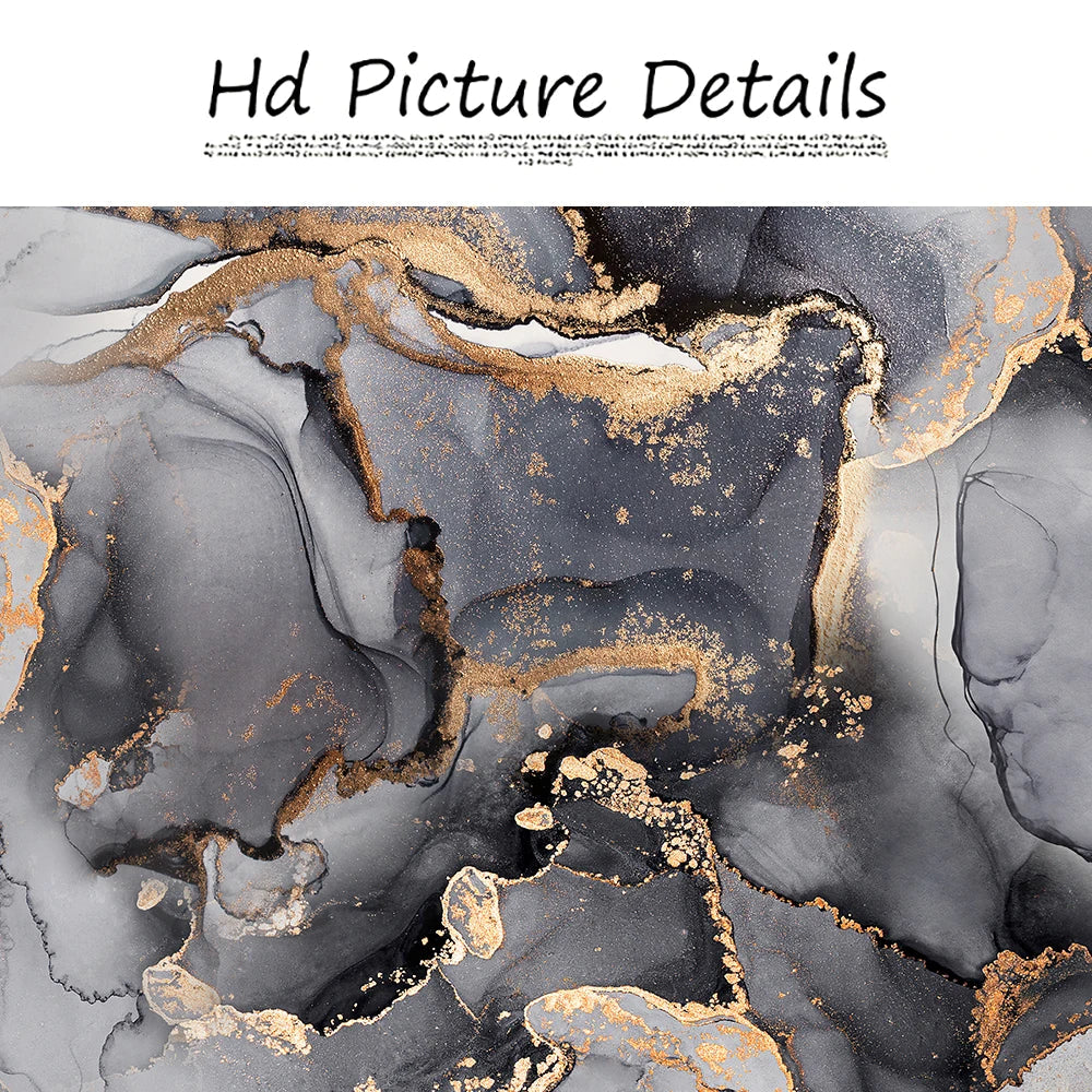 Grey Golden Abstract Marble Large Wall Art Canvas Prints