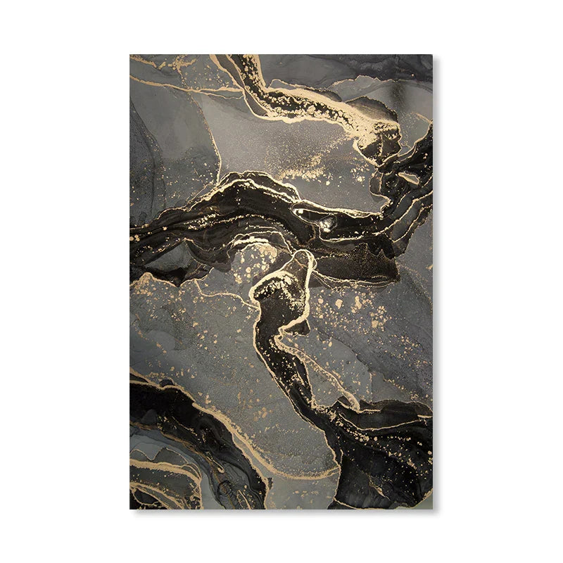 Abstract Black Gray Liquid Marble Print Wall Art