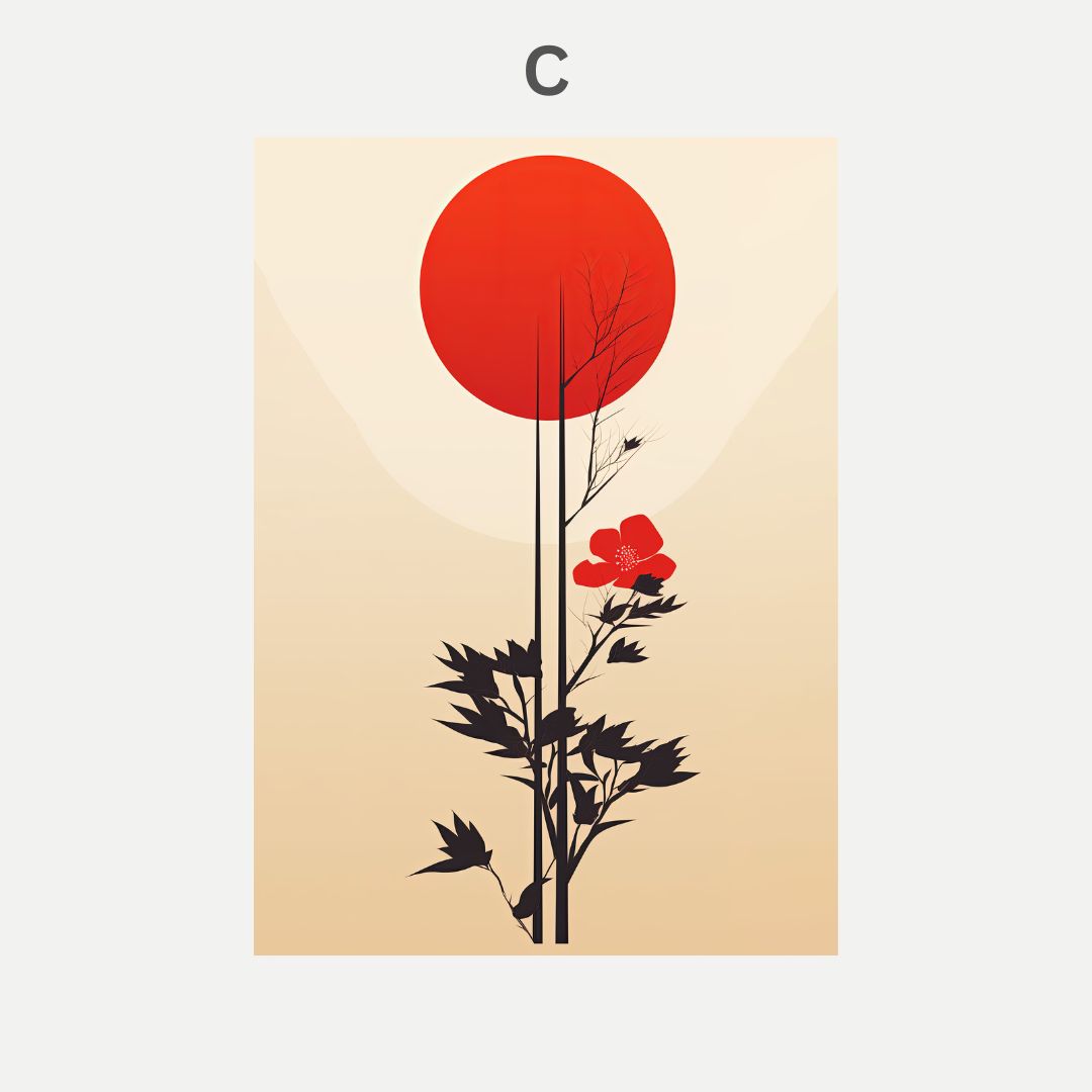 Sun and Sakura Japandi Minimalist Wall Art