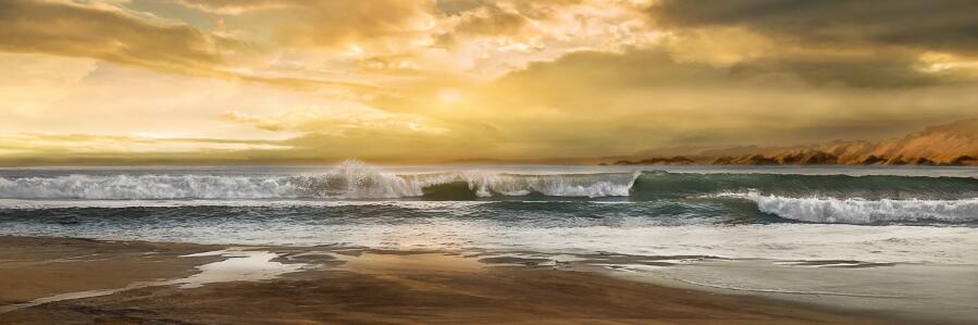 Sunset Seashore Large Canvas Wall Art