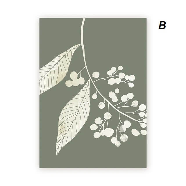 Tropical Green Leaves Boho Canvas Prints