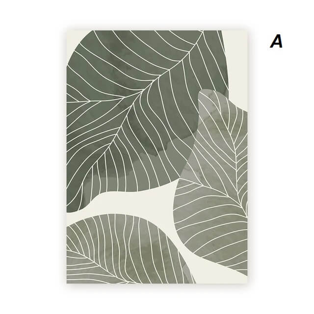 Tropical Green Leaves Boho Canvas Prints