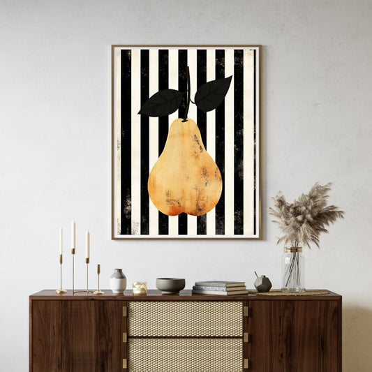 Vintage Retro Pear Food Canvas Wall Art