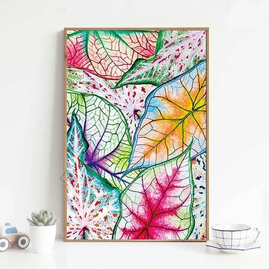 Watercolor Colorful Leaf Canvas Print