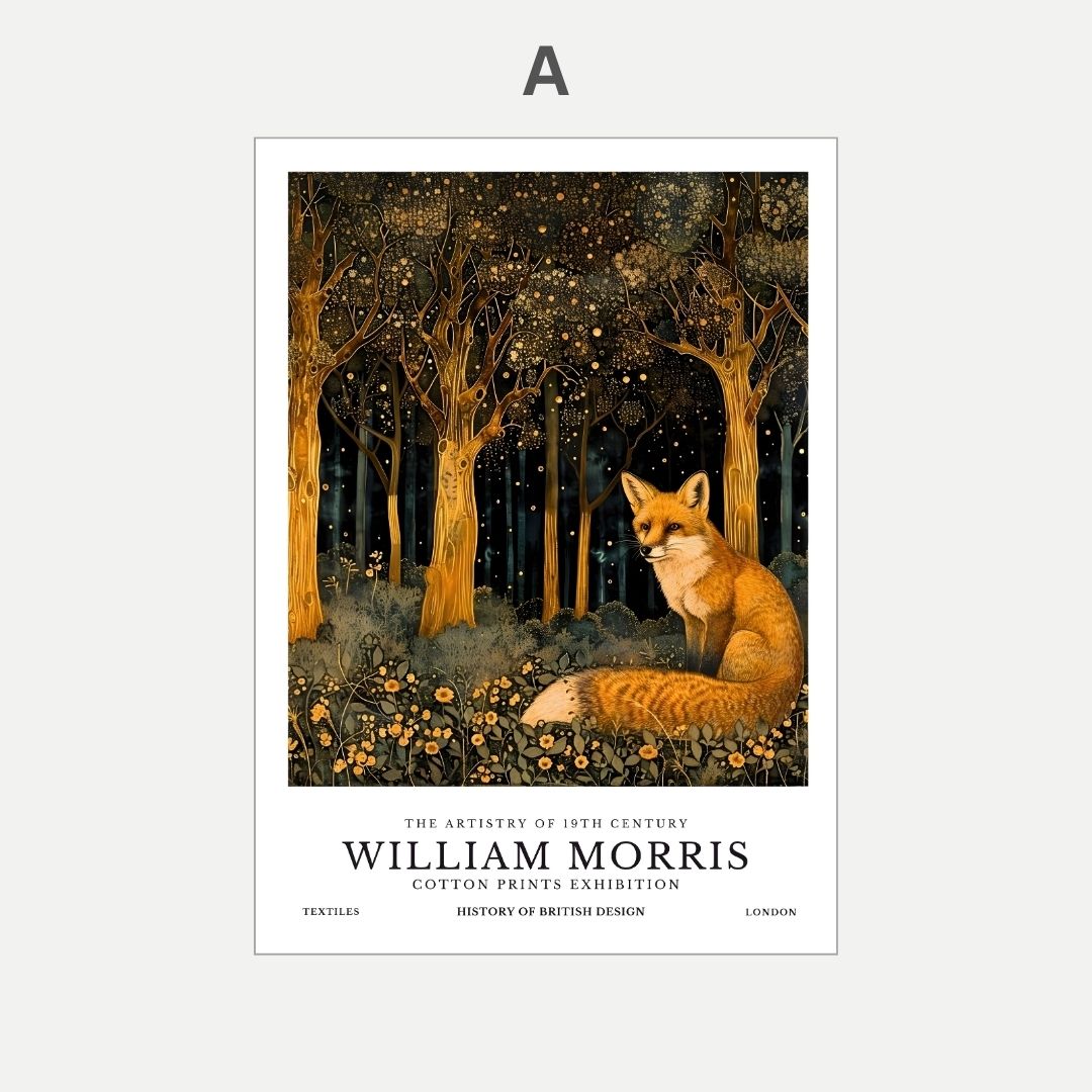 William Morris Fox Vintage Woodland Animal Wall Art Canvas Print