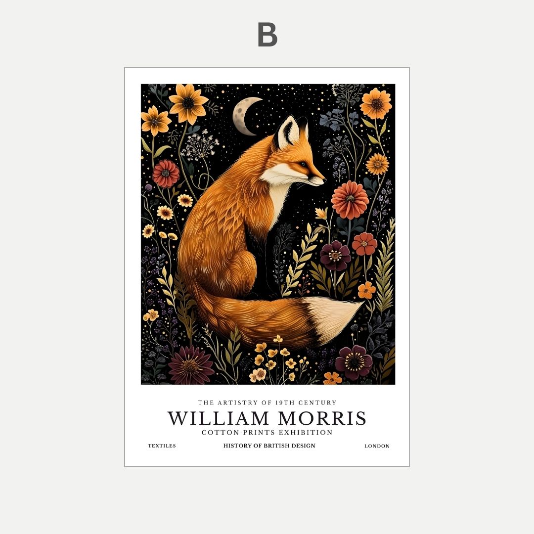 William Morris Fox Vintage Woodland Animal Wall Art Canvas Print