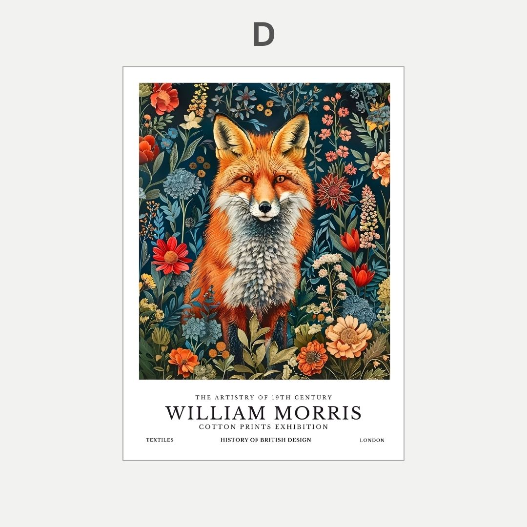 William Morris Fox Vintage Woodland Animal Wall Art Canvas Print