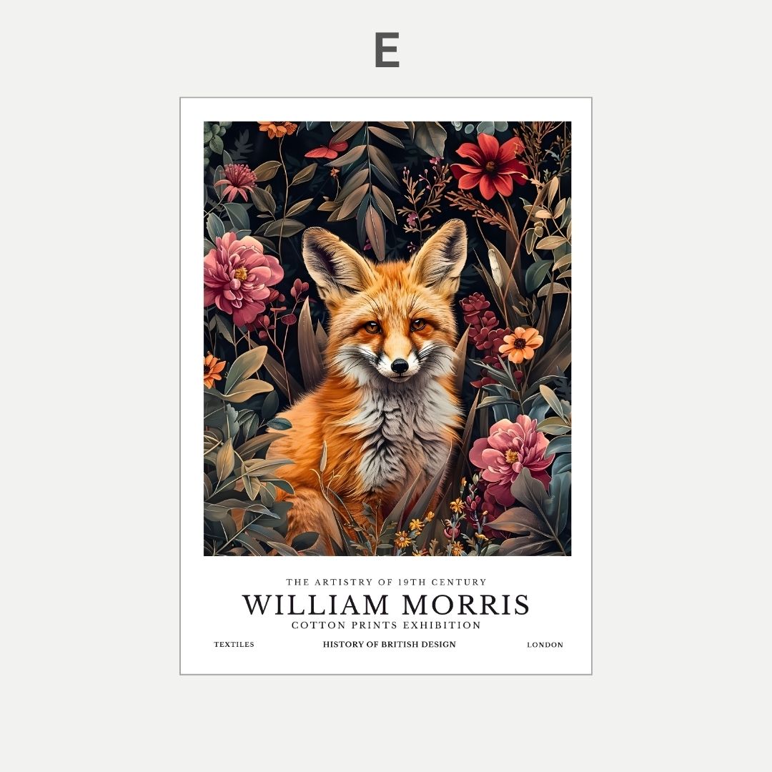 William Morris Fox Vintage Woodland Animal Wall Art Canvas Print