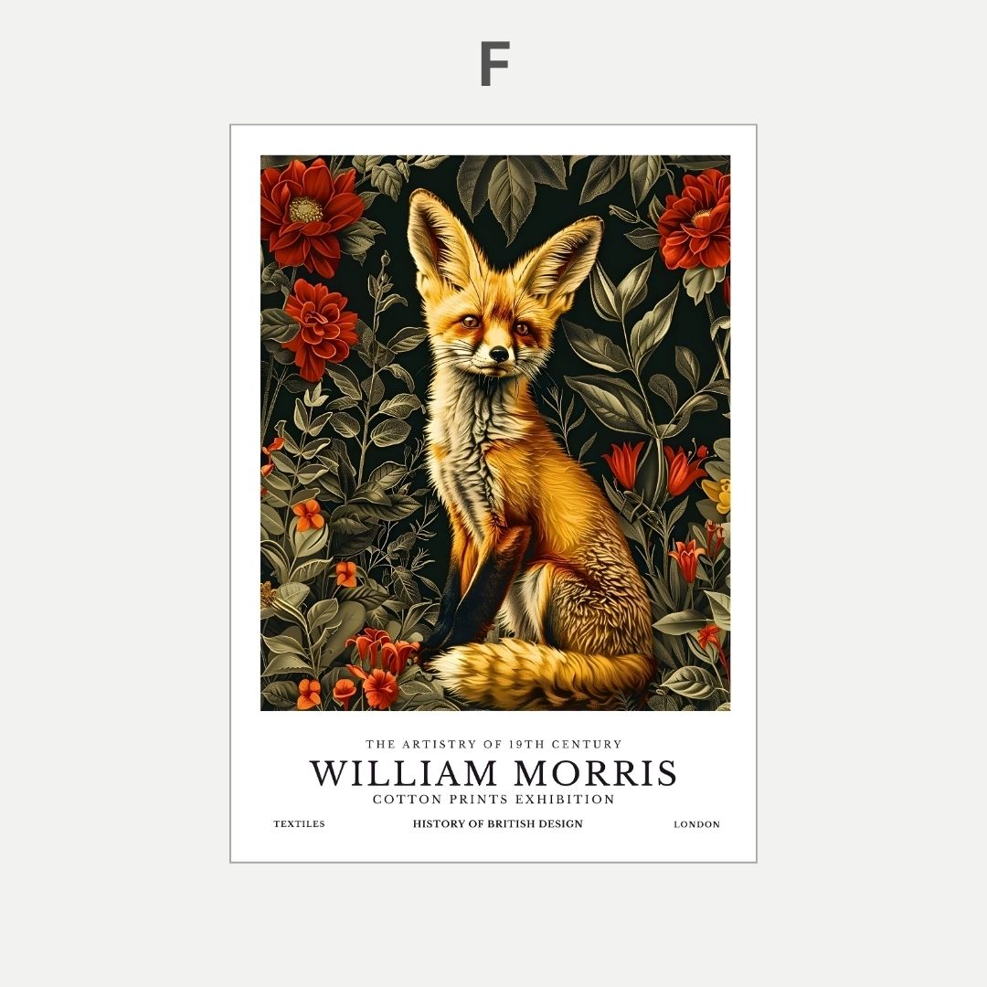 William Morris Fox Vintage Woodland Animal Wall Art Canvas Print