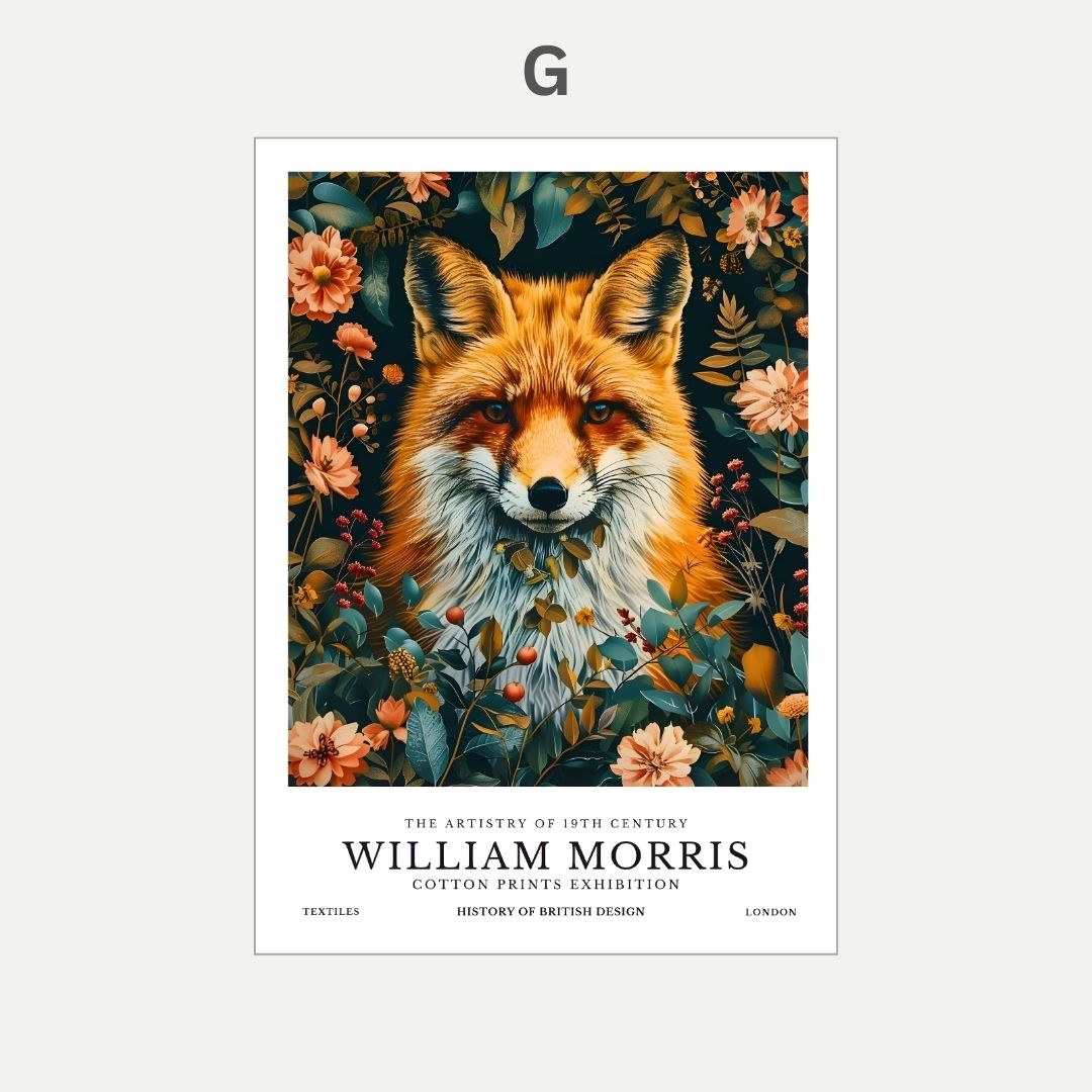 William Morris Fox Vintage Woodland Animal Wall Art Canvas Print