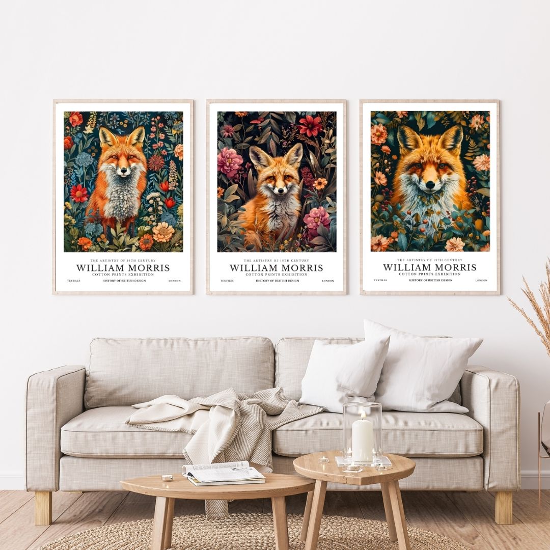 William Morris Fox Vintage Woodland Animal Wall Art Canvas Print