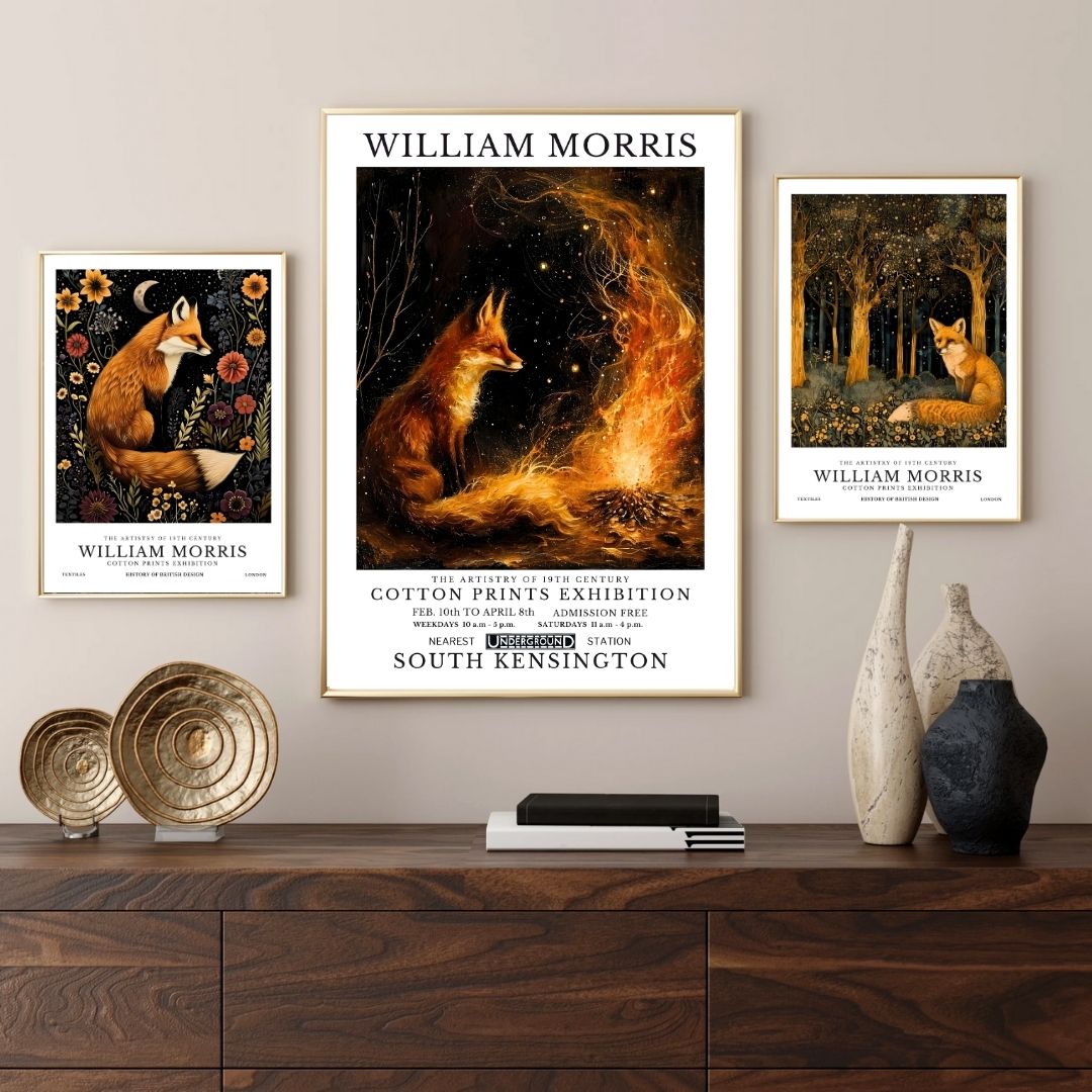 William Morris Fox Vintage Woodland Animal Wall Art Canvas Print