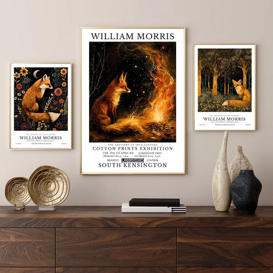 William Morris Fox Vintage Woodland Animal Wall Art Canvas Print