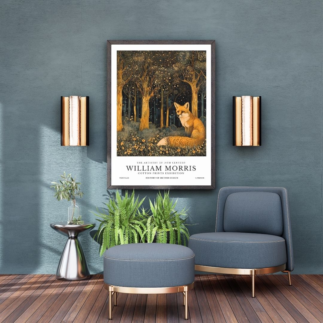 William Morris Fox Vintage Woodland Animal Wall Art Canvas Print