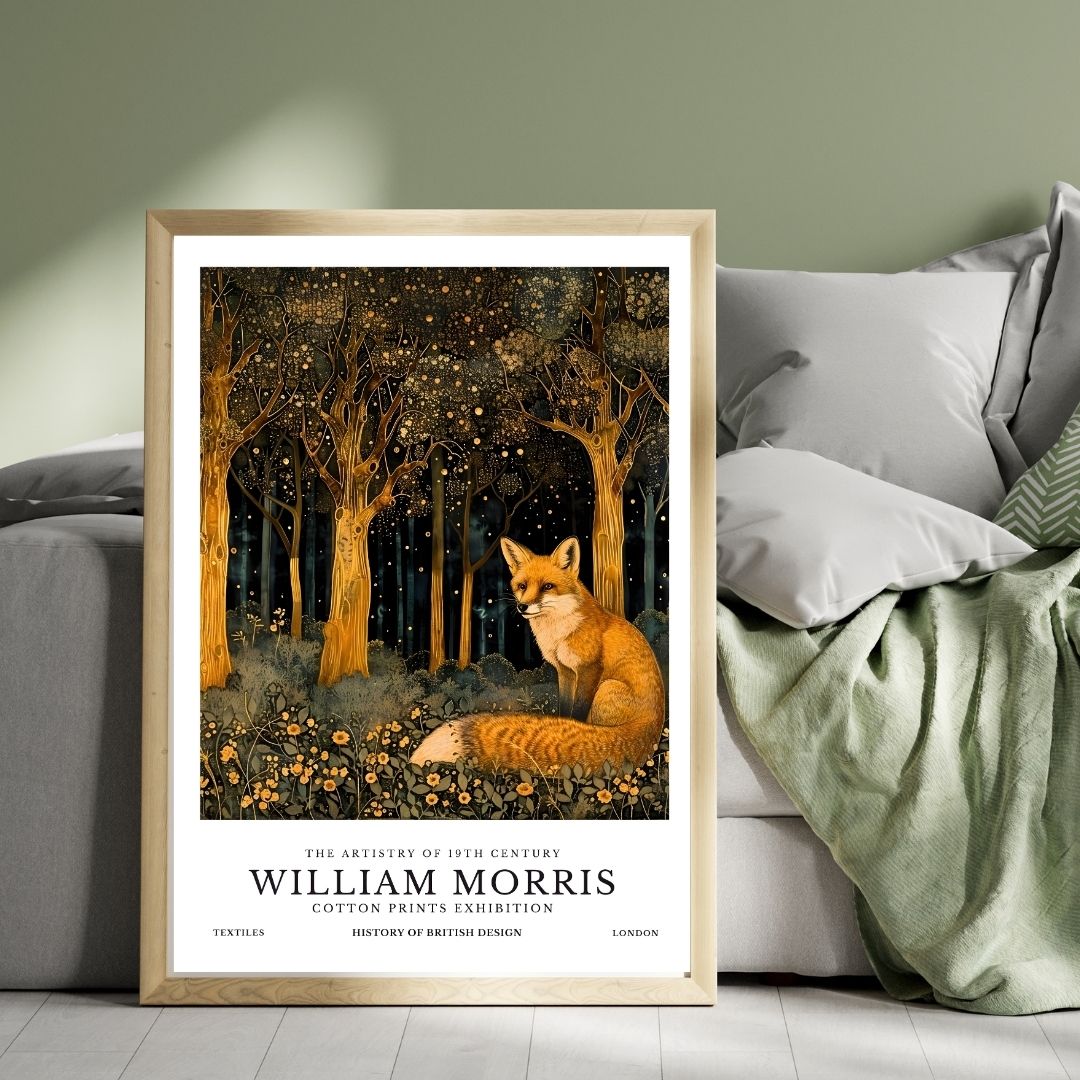 William Morris Fox Vintage Woodland Animal Wall Art Canvas Print