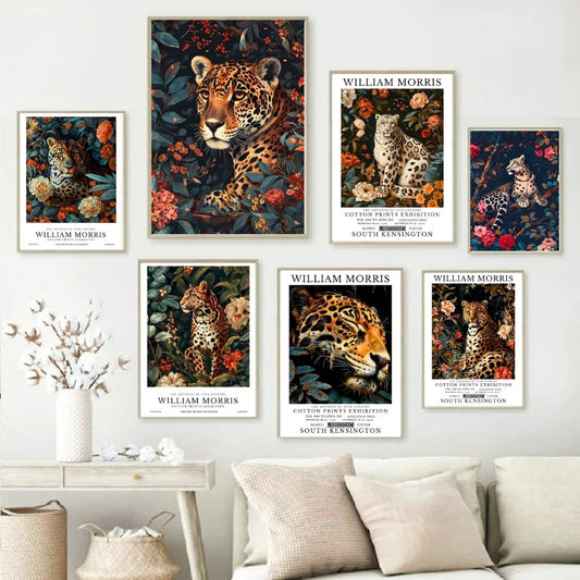 William Morris Leopard Wild Animals Wall Art Canvas Print